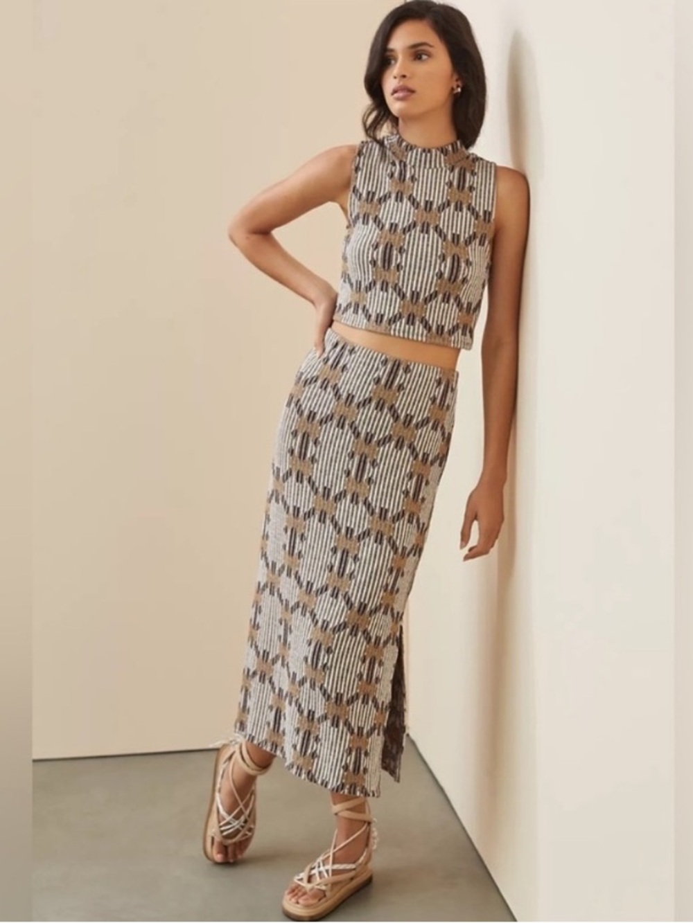 Anthropologie knit bohemian maxi skirt